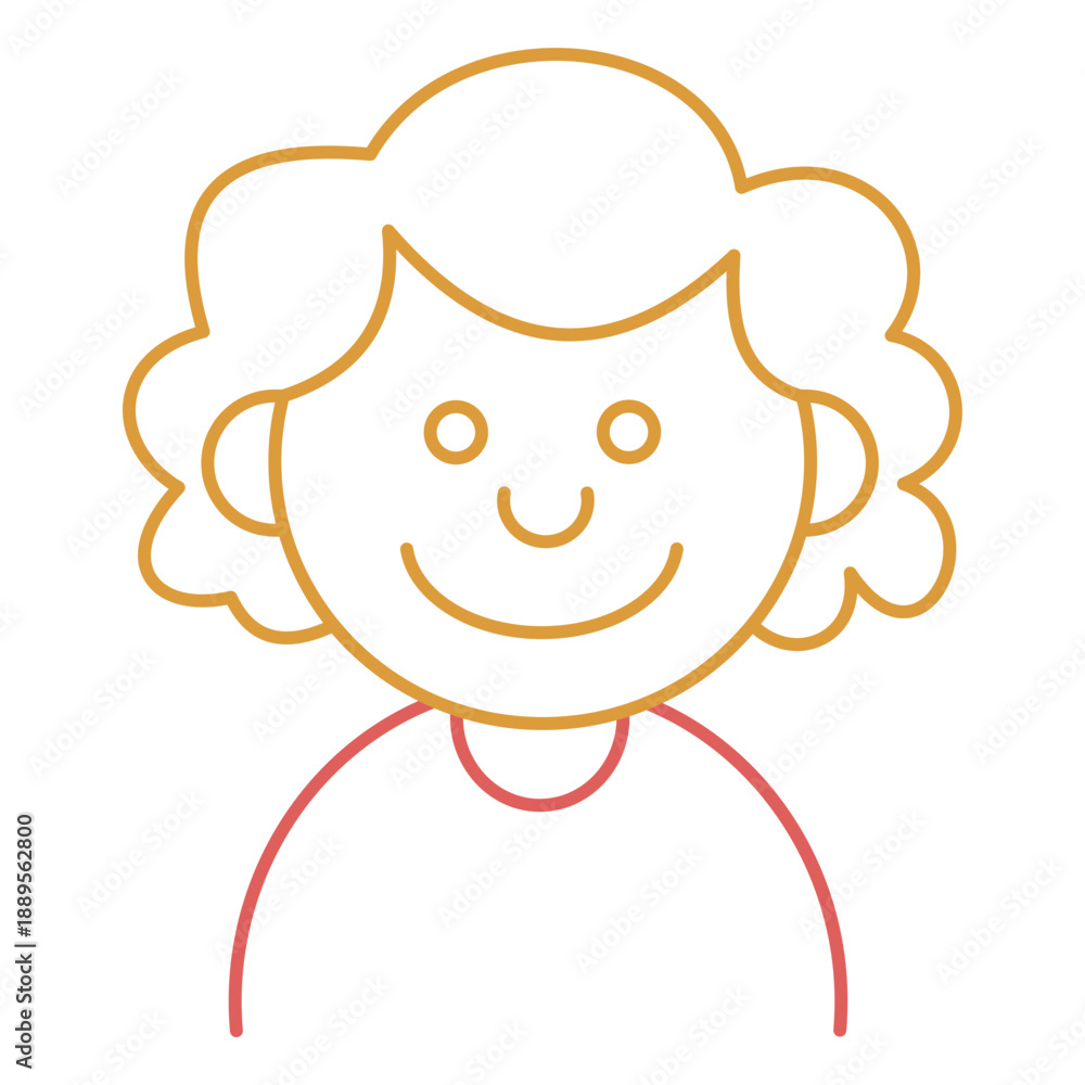 Obraz premium Curly Hair Girl Outline Avatar