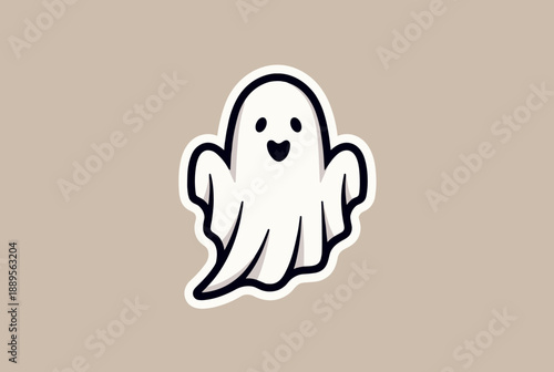 Adorable Cartoon Ghost Character Illustration with a Friendly Smile