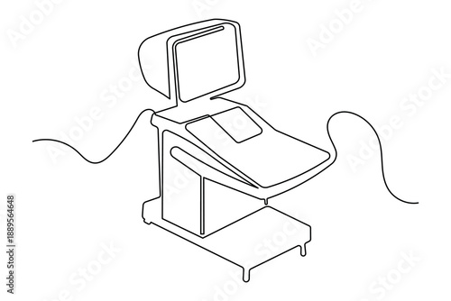 Medical ultrasound machine icon single line art minimalist design isolated outline