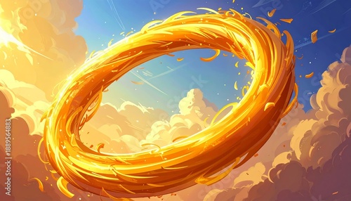 Vibrant Golden Ring of Light in the Sky.