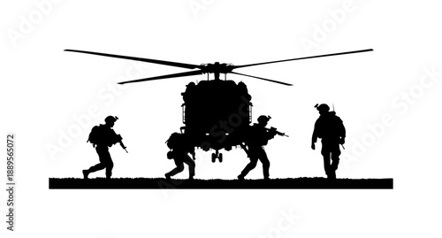 Military Helicopter with Soldiers