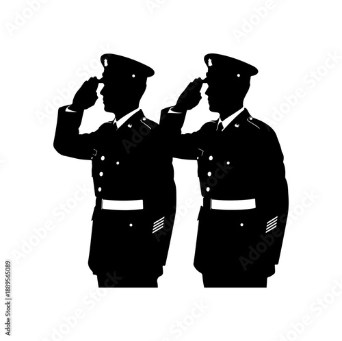 Saluting Police Officers Silhouette
