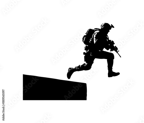 Soldier Climbing Obstacle Vector