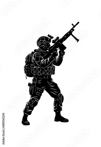 Soldier with Rifle Vector Illustration