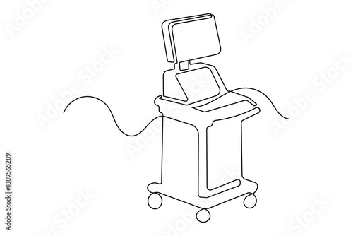 Modern ultrasound machine icon simple outline single line art illustration isolated