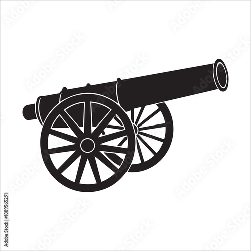 Vintage cannon illustration detailed design element on transparent background silhouette