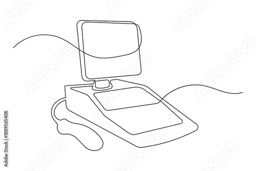 Single line art illustration of ultrasound machine continuous outline drawing