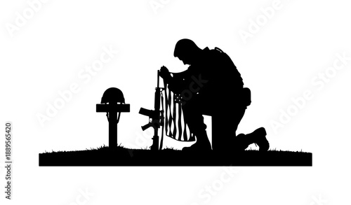 Soldier Honoring Fallen Comrade