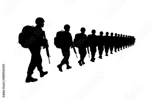 Soldiers Marching in Formation