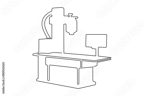 Continuous line drawing of an x ray machine minimalist illustration isolated