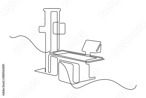Minimalist style radiology device illustration continuous line drawing isolated
