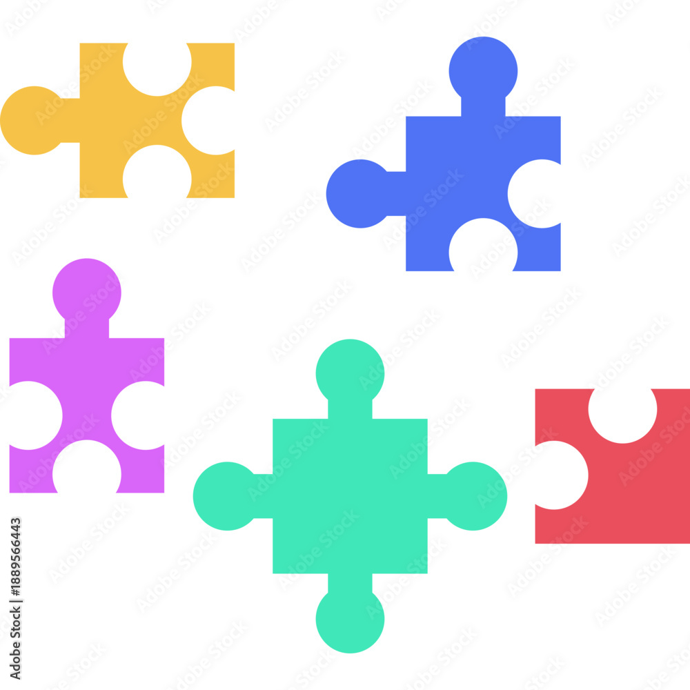 Fototapeta premium Toy Puzzle Game Flat Illustration
