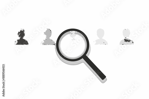 Searching for people a magnifying glass over silhouettes of human figures