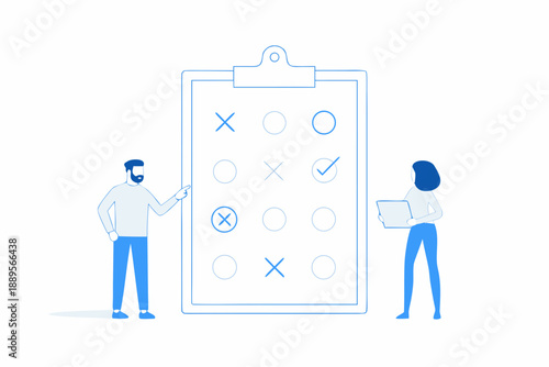 Team collaboration using a checklist on a clipboard for task management