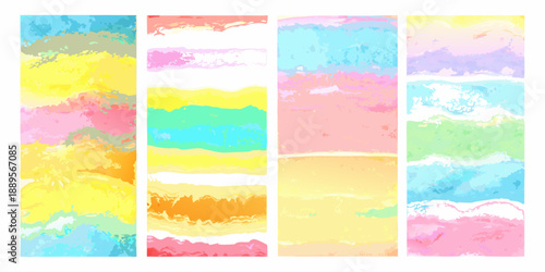 Abstract watercolor backgrounds in vertical rectangular panels