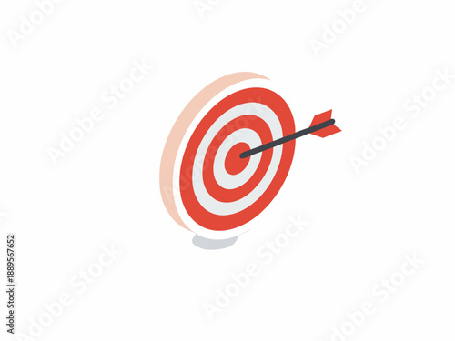 A red target with a black arrow hitting the bullseye isometric view