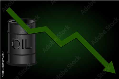 Baril de pétrole et courbe décroissante