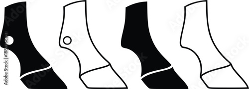 Horse Leg and Hoof Silhouette Vector Set, Equine Anatomy Icon in Solid and Outline Style