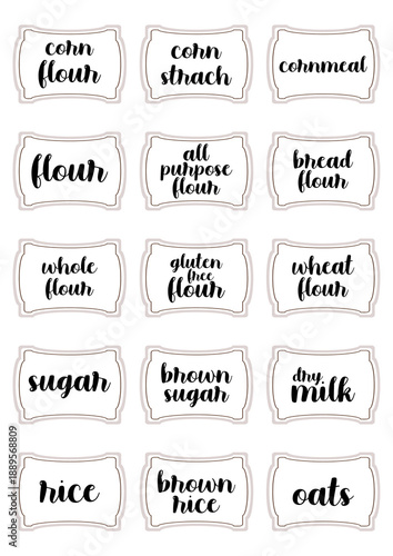 Set of Kitchen Labels