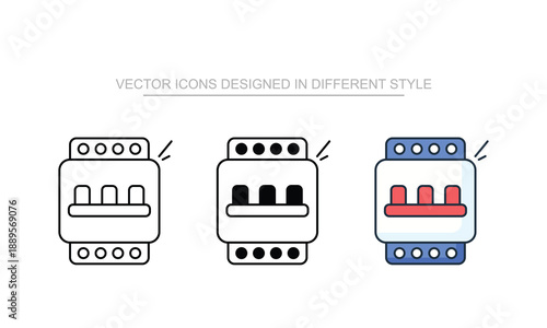 MCB Switch icons set in different style with white background