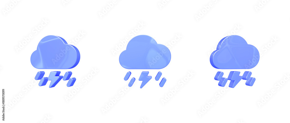 Obraz premium cloud bolt rain 3D icon isolated on background