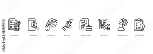 Personal Finance Management Banner Illustration for Budget Planning Sheet, Expense Tracking App, Financial Goal Setting, Money Saving Tips, Investment Portfolio Plan, Income Expense Report