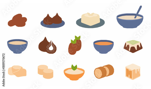 Festive Ramadan traditional food flat vector illustration with dates kolak and sweets