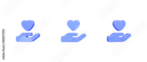 hand holding heart 3D icon isolated on background