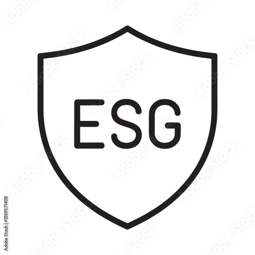Simple black and white shield icon displaying the letters ESG prominently