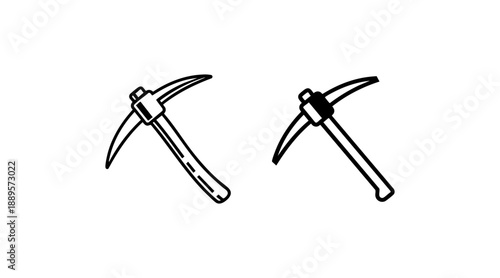 Black and White Pickaxe Mining Tool Industry Icon