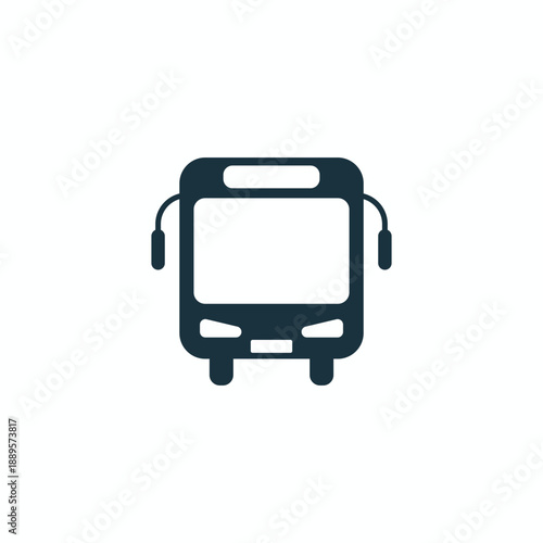Front view bus icon, public transport vehicle vector illustration isolated on white background