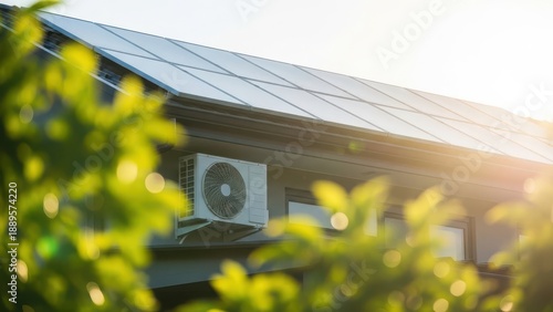 Solar powered home with air conditioning unit on side