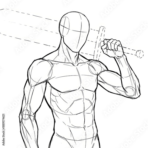 Heavy weapon pose resting invisible sword on shoulder