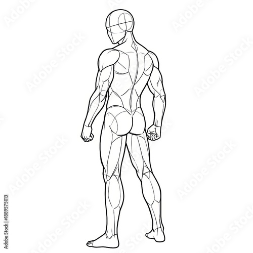 Cool anime male back view pose looking over shoulder