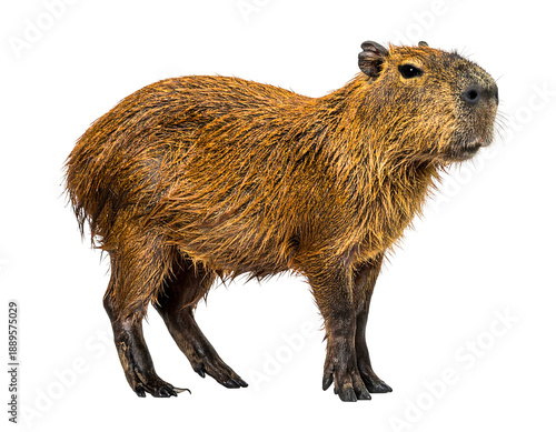 Wallpaper Mural A large, semi-aquatic rodent with brown fur stands against a transparent background. Its body is visible in a side profile Torontodigital.ca