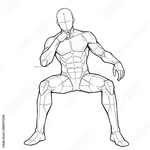 Dominant anime male pose sitting on invisible throne