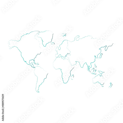 A minimalist, hand-drawn style outline of the world map in light blue on a white background, representing global connections and geography.