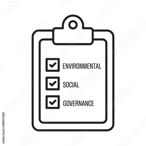 Clipboard with esg checklist environmental social and governance factors indicated