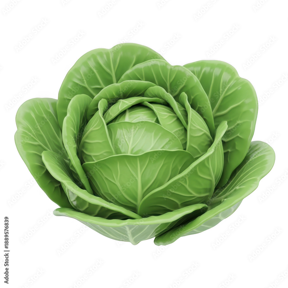 Fototapeta premium Green cabbage isolated on transparent background