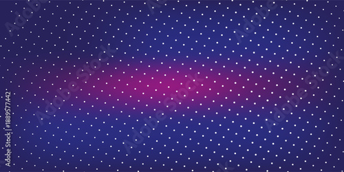 Led pixel screen display with bright blue and purple dots forming digital wall background. Futuristic technology pattern for video walls, presentations or electronic advertising. Tv display panel