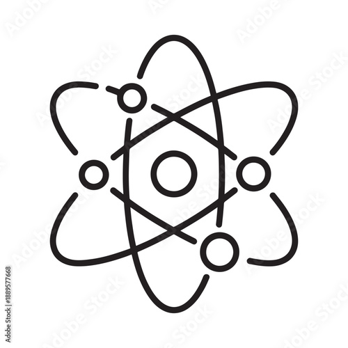 Simple atomic structure illustration with orbiting electrons and a central nucleus