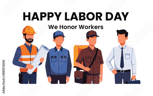 Diverse workers celebrating Labor Day with honor and pride