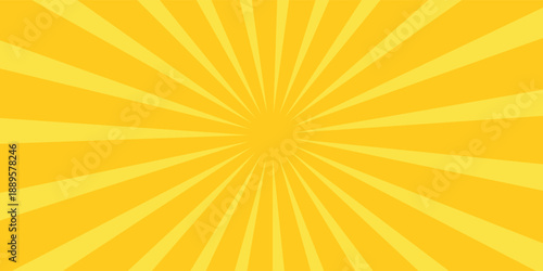 Yellow banner with Sun rays, lines background, light
