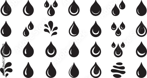 Black water drop on white background symbol