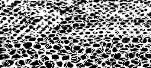 Snakeskin pattern imitation. Lines and spots structural texture. Cool and artsy faux leather background. Abstract vector illustration. Black isolated on white. EPS10