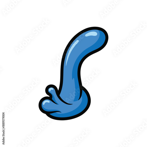 A blue, cartoonish, liquid-like object