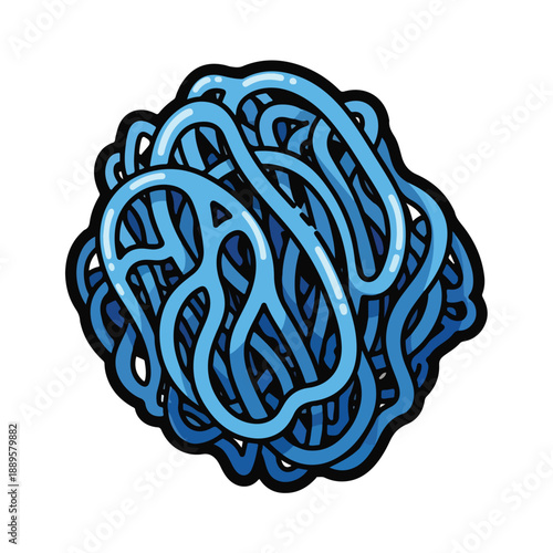 A blue tangled mass of lines