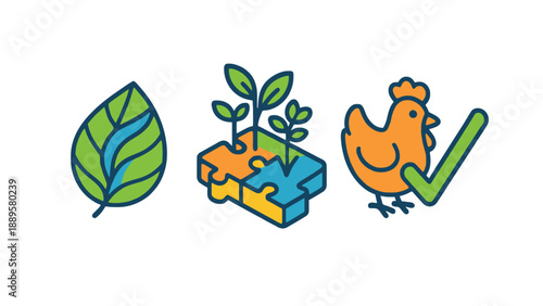 A colorful illustration of eco-friendly and sustainable living concepts combined