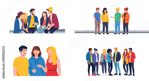 Group of friends chatting and socializing together