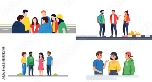 Group of people talking and socializing outdoors